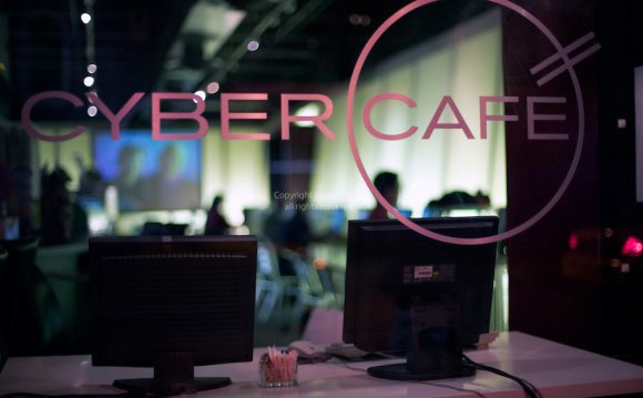 Cyber Cafe or internet cafe on