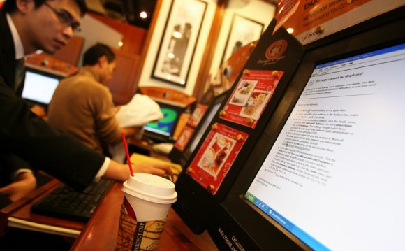 An internet cafe in Hong Kong